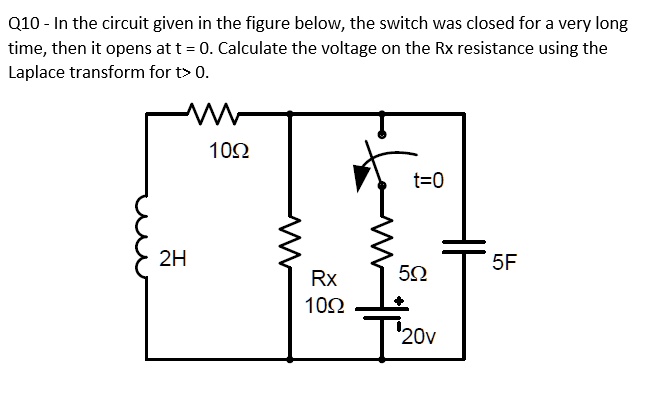 SOLVED: Q10 - In the circuit given in the figure below, the switch was ...