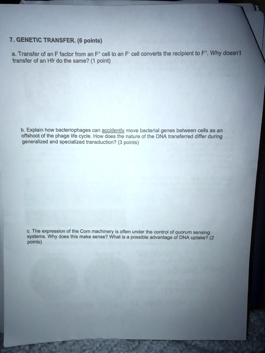SOLVED 7. TRANSFER points) Transfer of an factor irom an cell