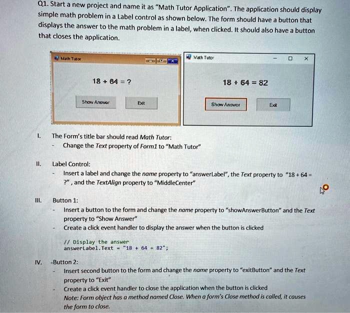 q1 start a new project and name it as math tutor application the ...