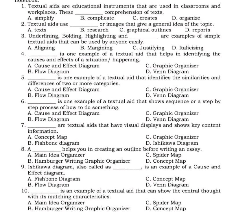 1. Textual aids are educational instruments that are used in classrooms