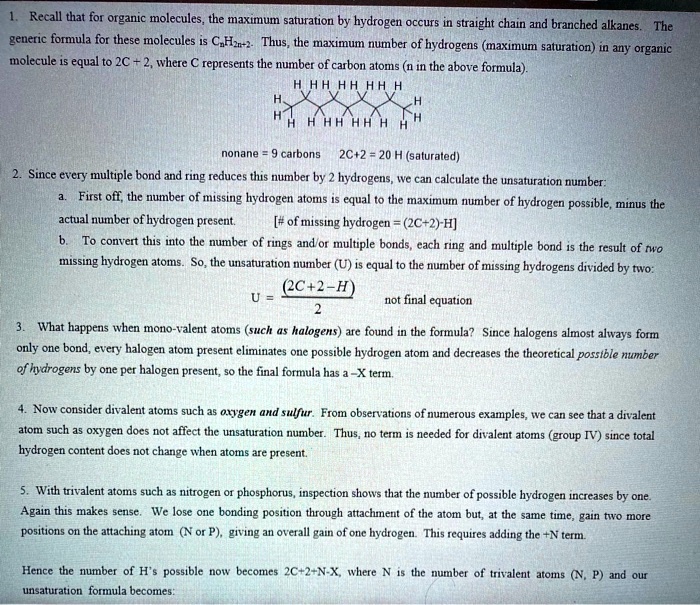 SOLVED: Recall that for organic molecules, the maximum saturation by ...