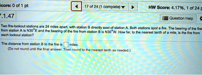 SOLVED: Two Fire-lookout Stations Are 24 Miles Apart, With Station B ...