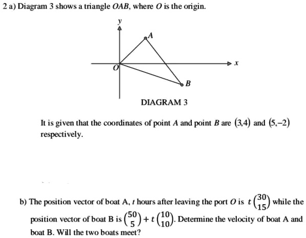 SOLVED: 2 a) Diagram 3 shows triangle OAB, where 0 is the origin ...