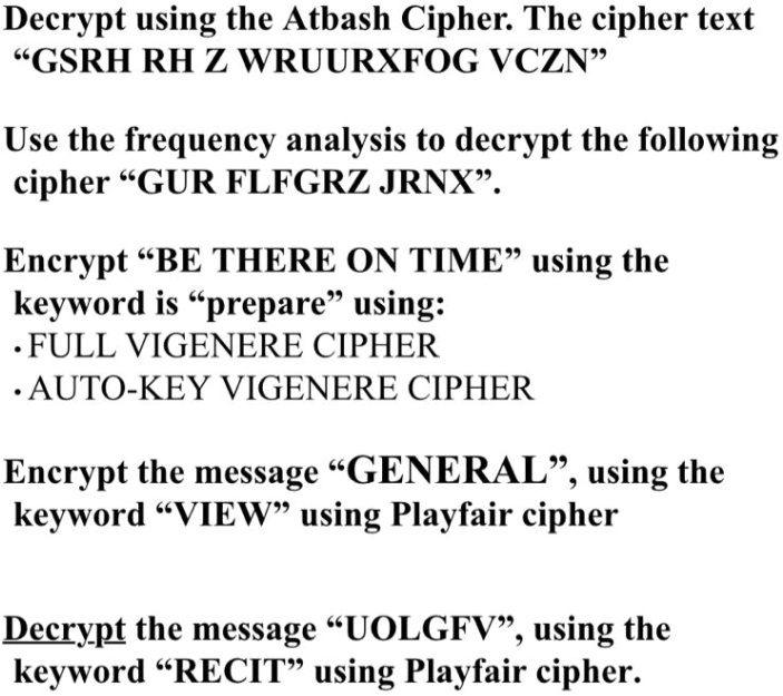 SOLVED: Decrypt Using The Atbash Cipher. The Cipher Text "GSRH RH Z ...