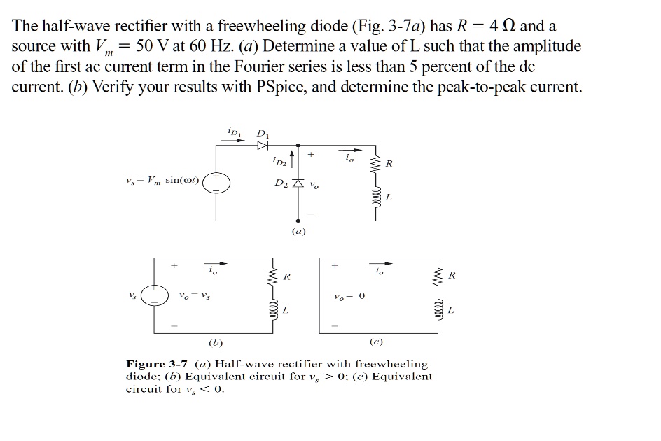 SOLVED The halfwave rectifier with a freewheeling diode (Fig. 37a