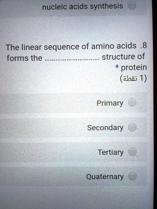 SOLVED nucleic acids synthesis The linear sequence of amino acids 8