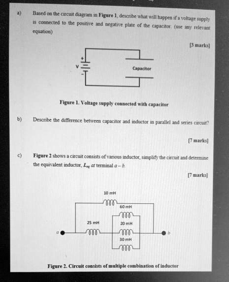 based on the circuit diagram in figure 1decribe whar will happen if a voltage supply is connected to the positive and negative plate of the capacitor use any relevant equation 3marks capacit 92245