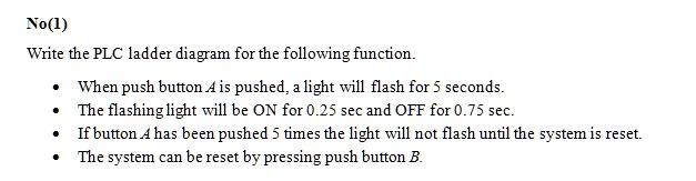 Write the PLC ladder diagram for the following function: When push ...