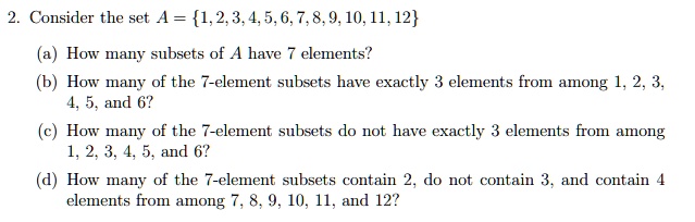 Solved Consider The Set A 1 2 3 4 5 6 7 8 9 10 11 12 How