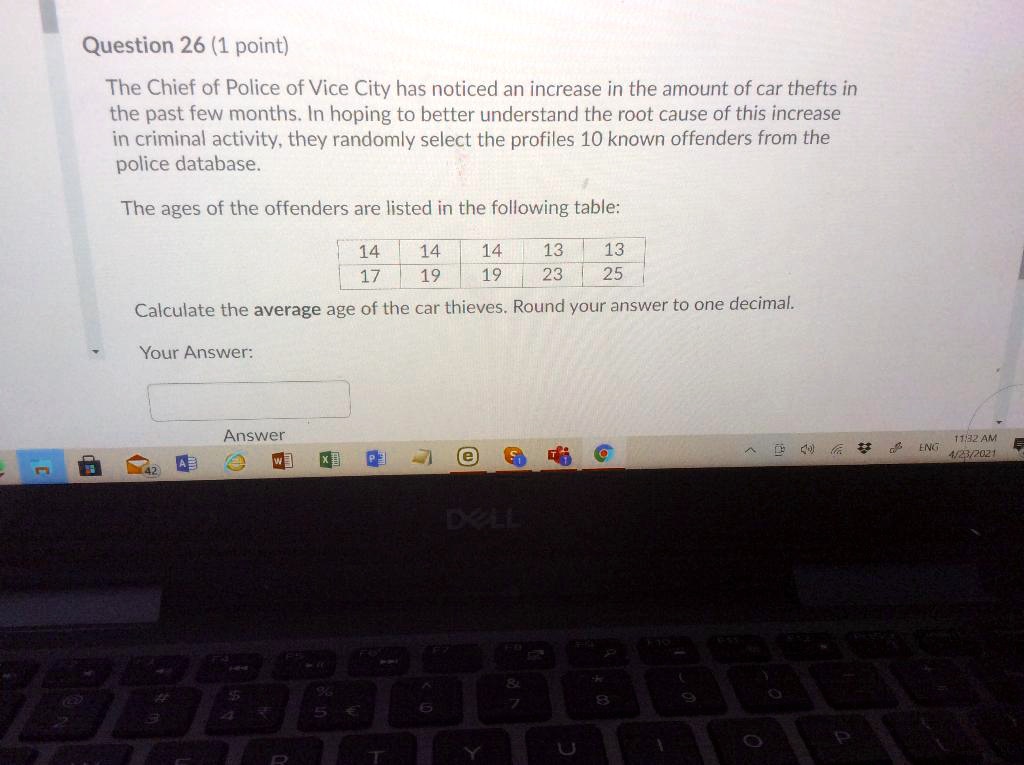 The Chief of Police of Vice City has noticed an increase in the amount of car thefts in the past few months. In hoping to better understand the root cause of this increase in criminal activity, they randomly select the profiles 10 known offenders from the police database.

The ages of the offenders are listed in the following table:
14 14 14 13 13
17 19 19 23 25

Calculate the average age of the car thieves. Round your answer to one decimal.