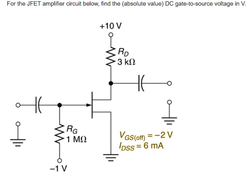 For the JFET amplifier circuit below, find the DC drain current in mA ...