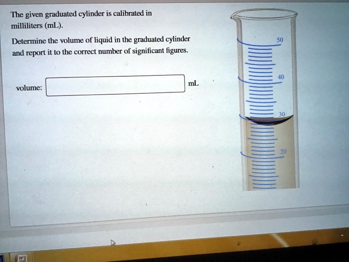 SOLVED The given graduated cylinder is calibrated in milliliters (mL