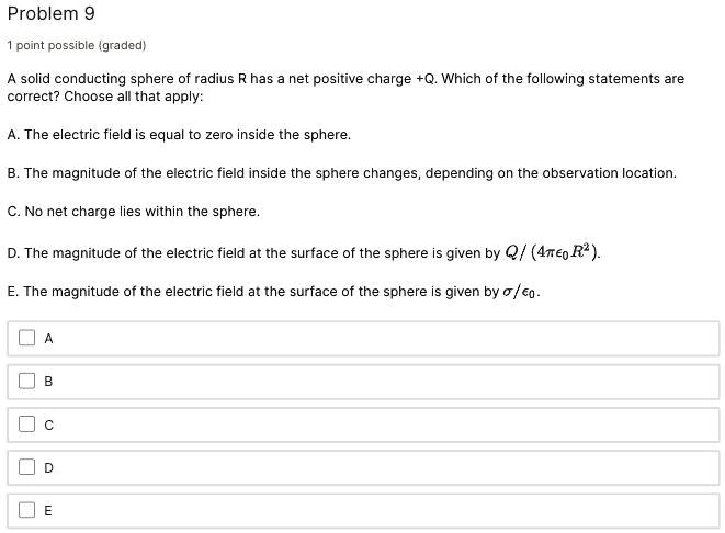 Solved Problem 9 1 Point Possible Graded A Solid Conducting Sphere Of Radius R Has A Net