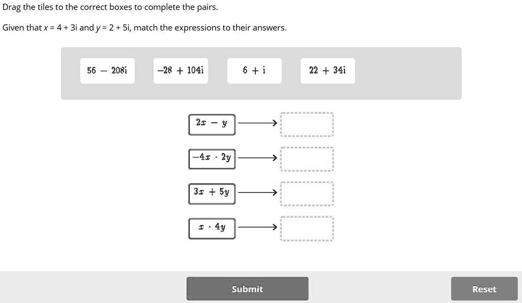 given-that-x-4-3i-and-y-2-5i-match-the-expressions-to-their