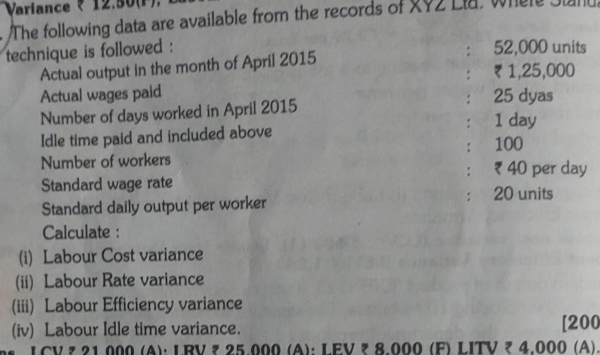 SOLVED The following data are available from the records of X Y ∠ L