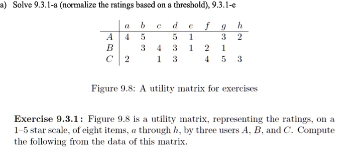 Utility Matrix Basic SOLVED: Figure 9.8: A utility matrix for exercises Exercise 9.3.1 ...