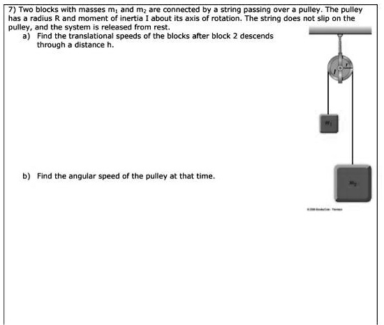 7) Two blocks with masses m1 and m2 are connected by a string passing ...
