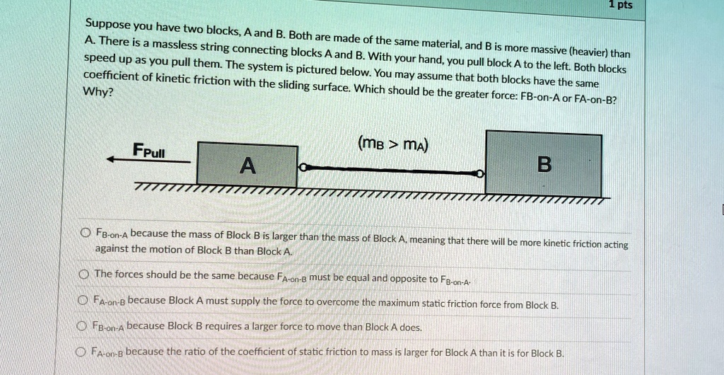 suppose you have two blocks a and b both are made of the same material ...