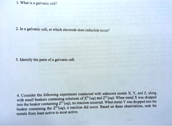 SOLVED What is galvanic cell? 2. In galvanic cell, at which electrode