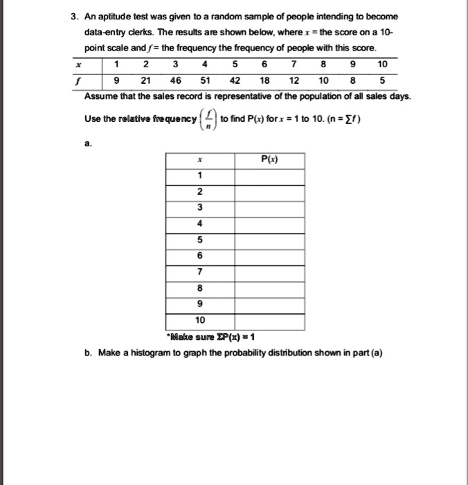SOLVED: An aptitude test was given to a random sample of people ...