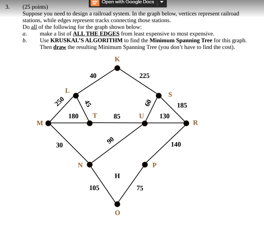 Open with Google Docs (25 points) Suppose you need to design railroad ...