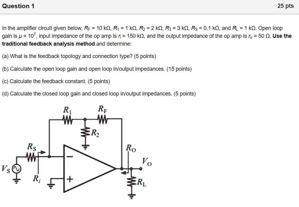 1. [50 points] Given the RF circuit shown below