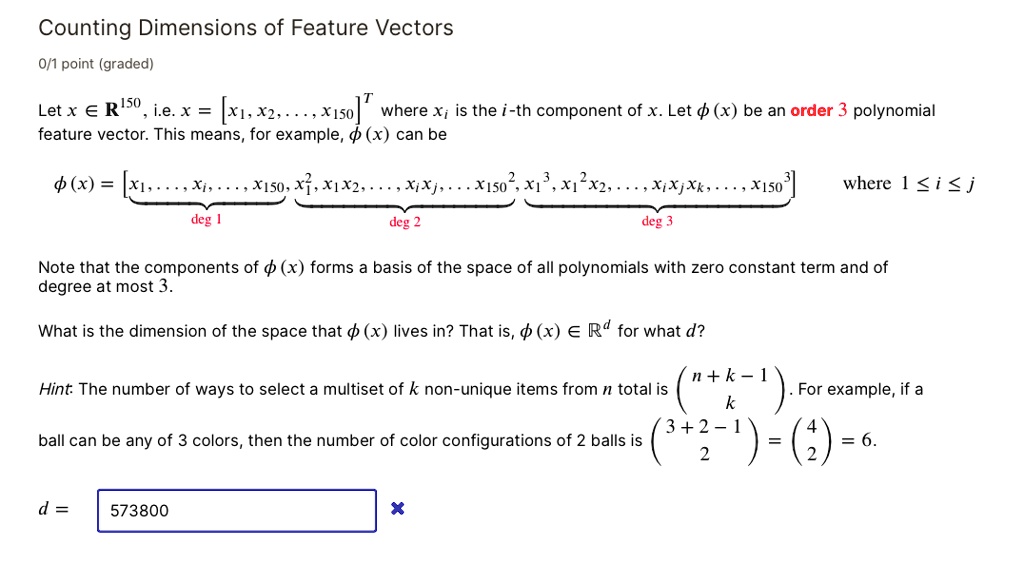 counting dimensions of feature vectors 01 point graded let x riso iex ...