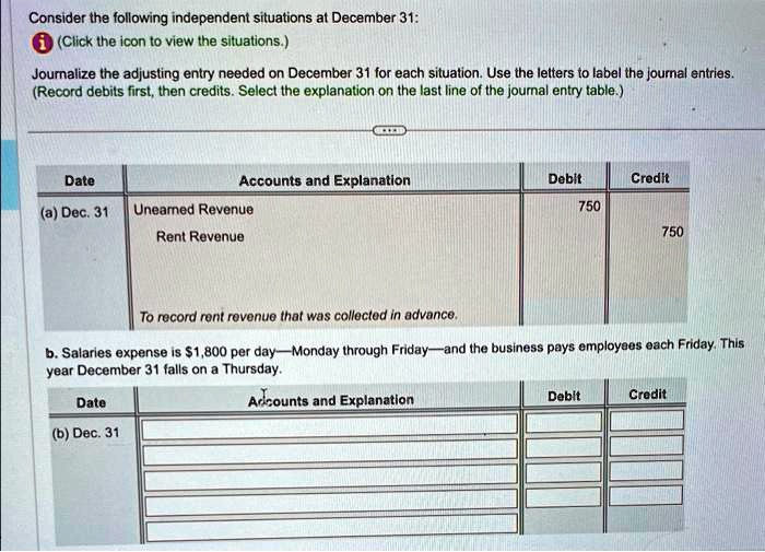 SOLVED: Consider the following independent situations at December 31