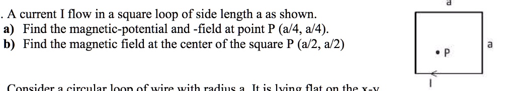 A current I flow in a square loop of side length a as...