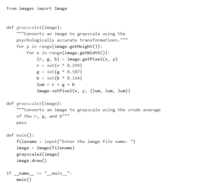 SOLVED: The program provided displays an image and applies a grayscale ...