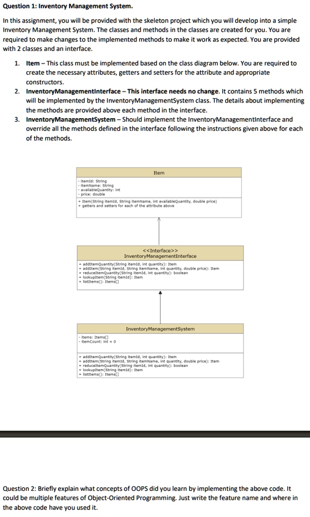 SOLVED: Question 1: Inventory Management System. In This Assignment ...