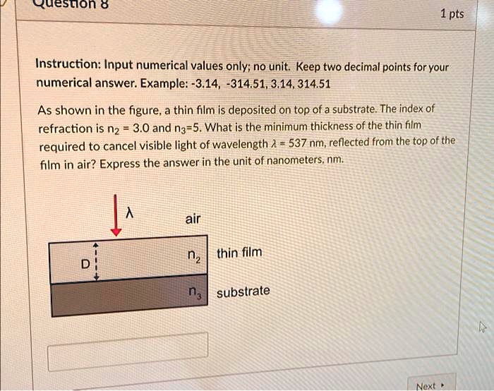 question 8 1 pt instruction input numerical values only no unit keep ...