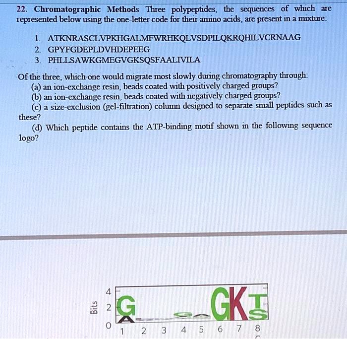 SOLVED: 22. Chromatographic Methods Three Polypeptides, The Sequences ...