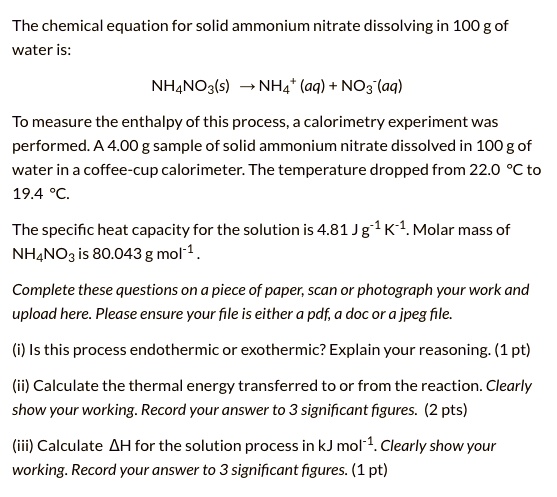 ammonium nitrate dissolved in water experiment