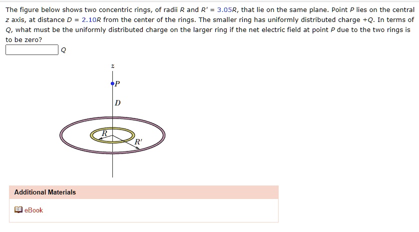 the figure below shows two concentric rings of radii r and r 305r that ...