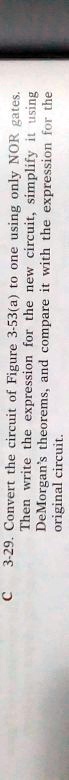 SOLVED: Convert the circuit of Figure 3-53a to one using only NOR gates ...