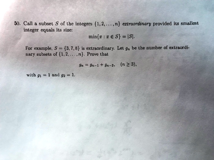 SOLVED 50 Call Subset S Of The Integers 1 2 n Extraordinary Solved 50 call subset s of the integers 1 2 n extraordinary