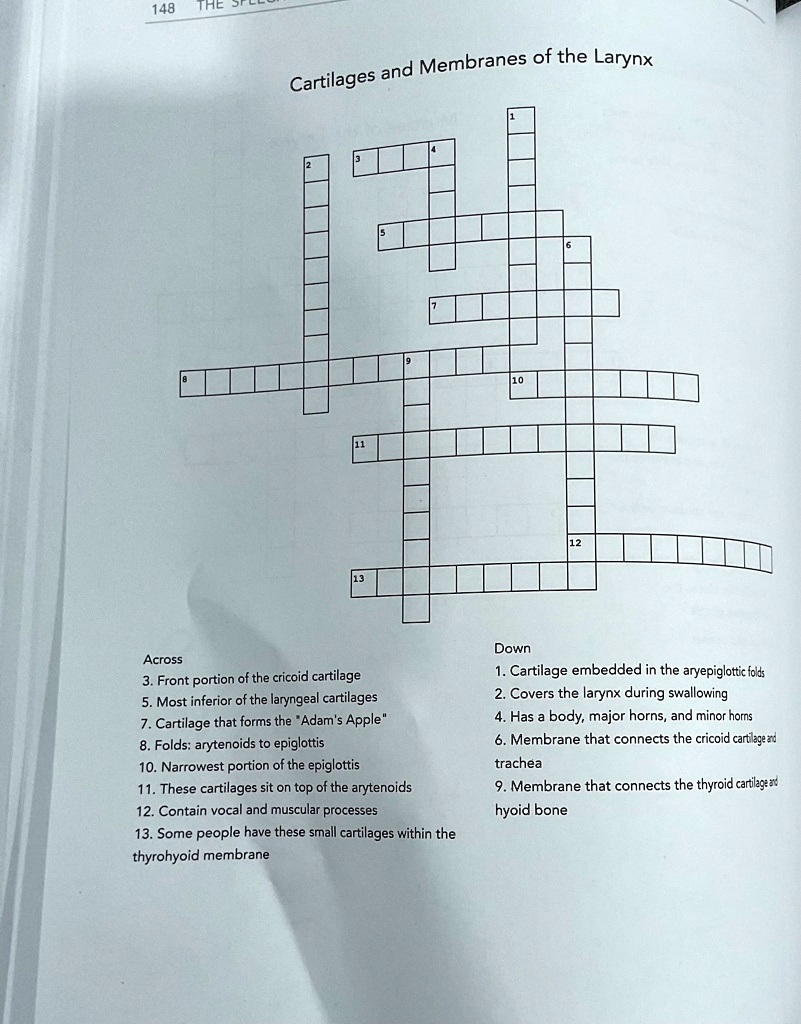 SOLVED THE SP Down 1. Cartilage embedded in the aryepiglottic folds 2