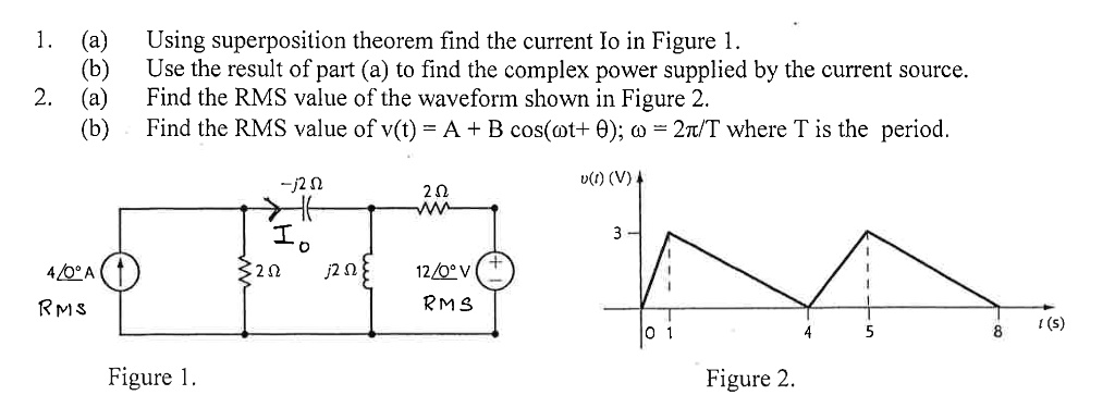 1. (a) Using superposition theorem find the current I0 in Figure 1. (b ...