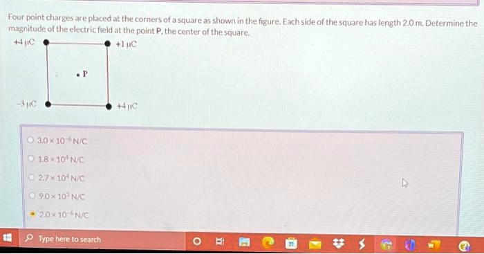 SOLVED: Four point charges are placed at the corners of a square as ...