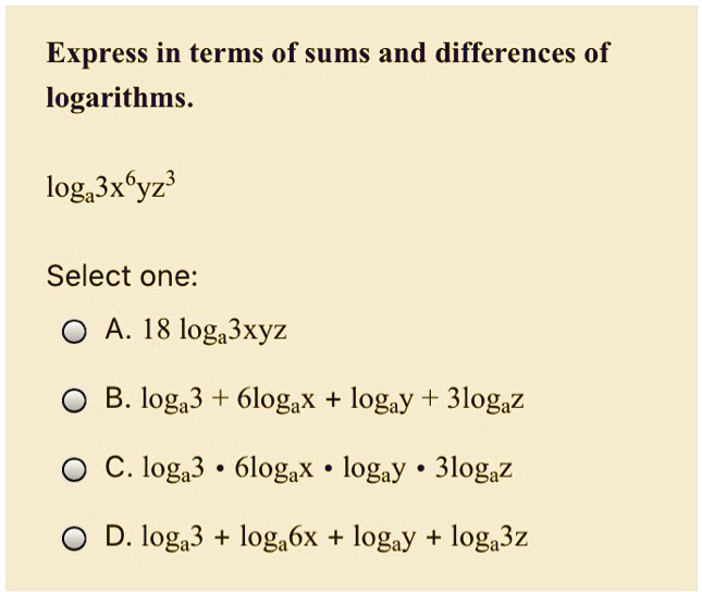 Express In Terms Of Sums And Differences Of Logarithms SOLVED: Express in terms of sums and differences of logarithms