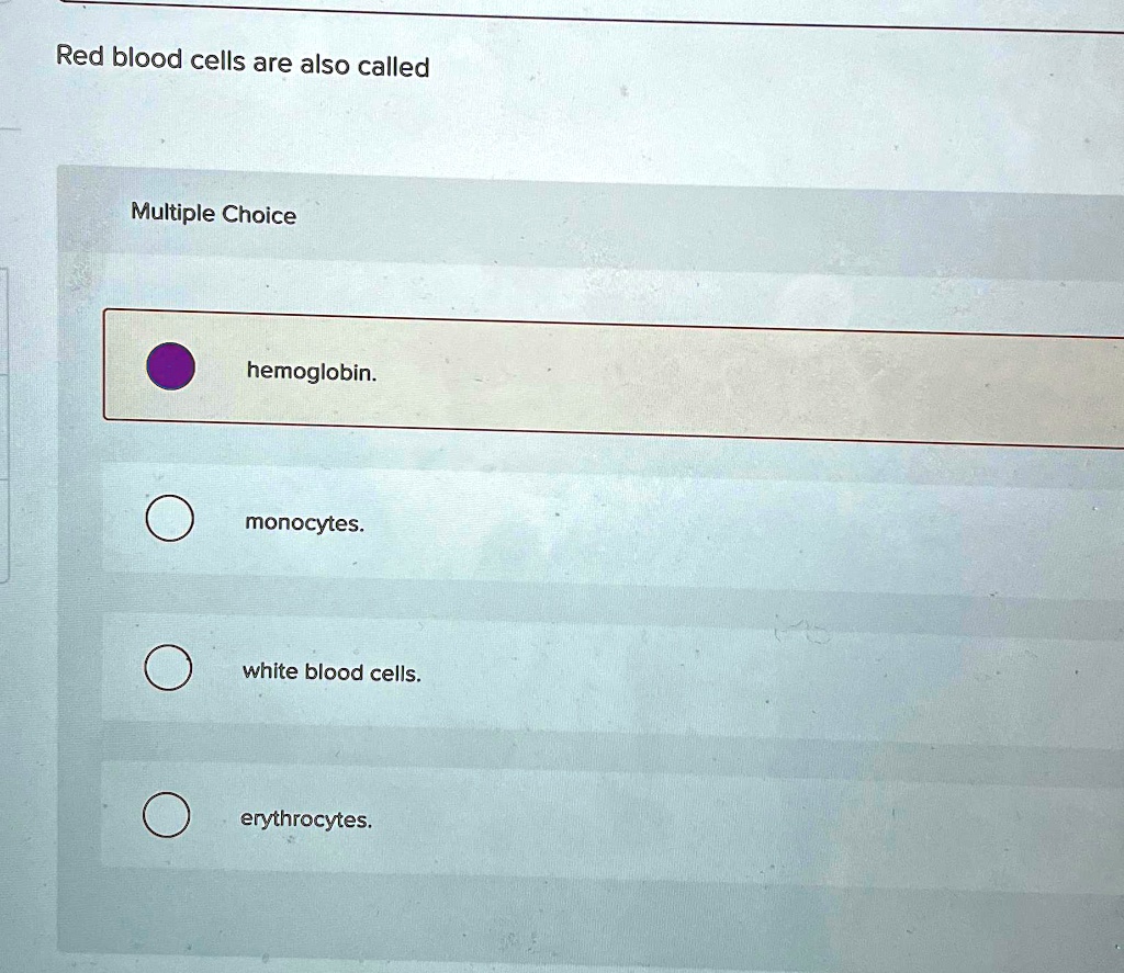 Video Solution: Red Blood Cells Are Also Called Multiple Choice 