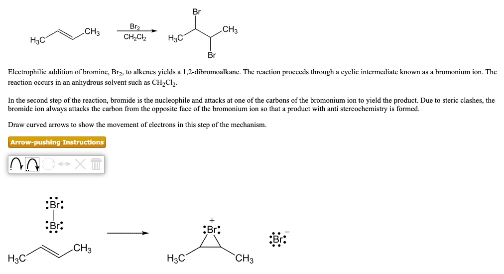 SOLVED CH3 Brz CHzClz CH3 H3C Electrophilic addition of bromine Btz