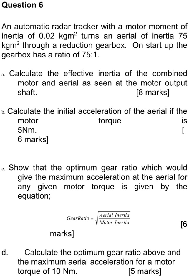 SOLVED An automatic radar tracker with a motor moment of inertia of 0.