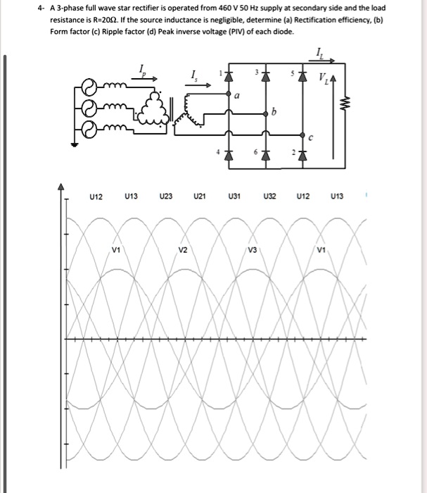 SOLVED 4 A 3phase full wave star rectifier is operated from 460 V 50