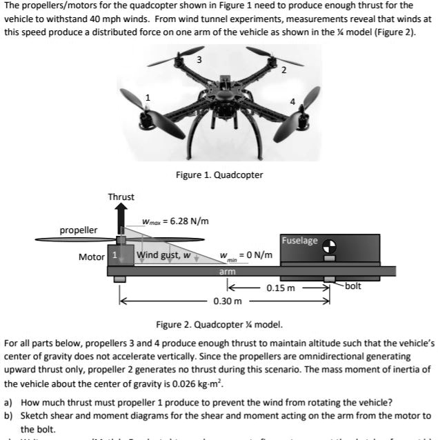 SOLVED The propellers/motors for the quadcopter shown in Figure 1 need