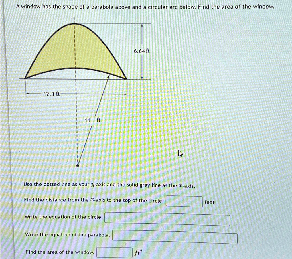 SOLVED: A window has the shape of a parabola above and a circular arc ...