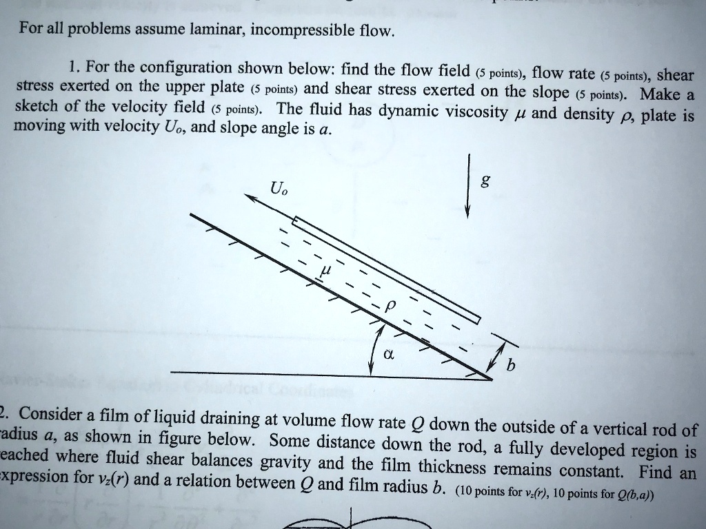 problem 1 for all problems assume laminarincompressible flow 1 for the ...