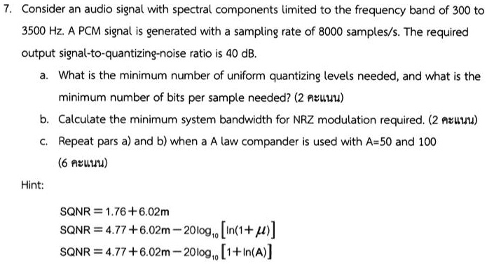 SOLVED: Consider an audio signal with spectral components limited