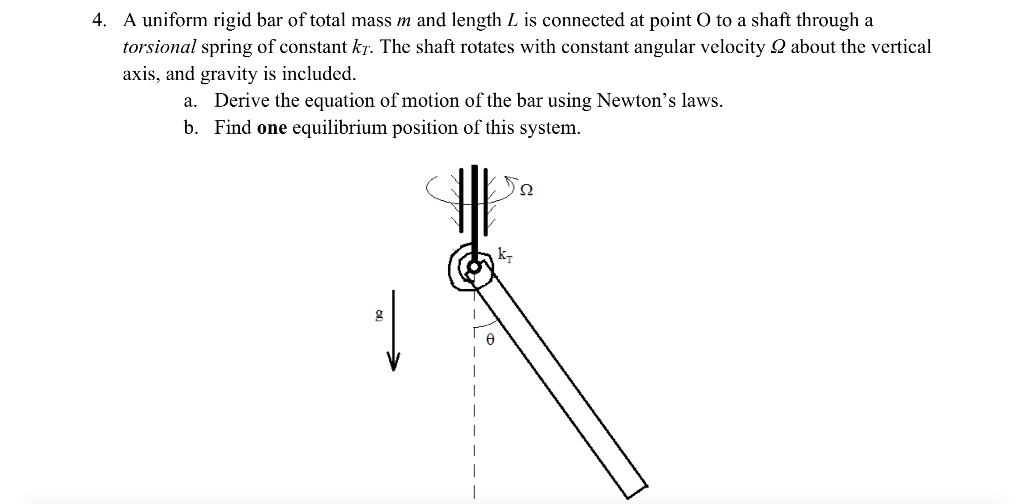 a uniform rigid bar of total mass m and length l is connected at point ...